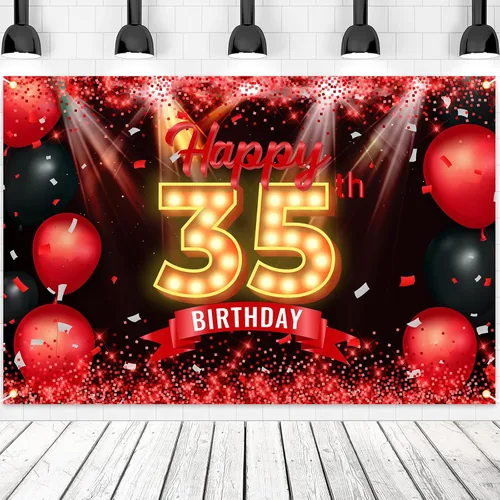 Vista 26 de Cartel de feliz cumpleaños 10 años, fondo rojo y negro, decoraciones de cumpleaños para niñas y niños de 10 años, artículos de fotografía
