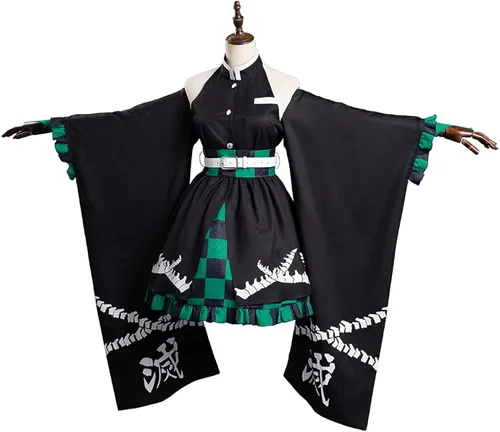 Vista 2 de Demon Slayer - Disfraz de Lolita para adultos, disfraz de anime de juego de rol, Kimetsu no Yaiba, camisa uniforme