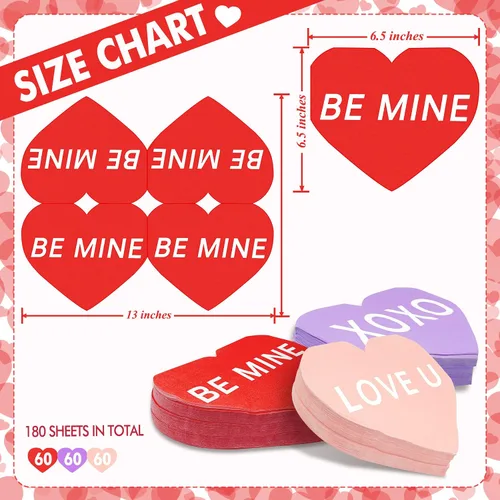 Vista 2 de 180 servilletas para el día de San Valentín, en forma de corazón, corazón rojo, desechables para cenas, almuerzos, bebidas, suministros de fiesta