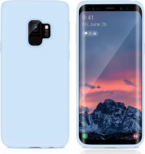 Vista 2 de Funda diseñada para Galaxy S9, silicona líquida de goma de gel a prueba de golpes, cojín de forro de tela de microfibra suave compatible con Galaxy