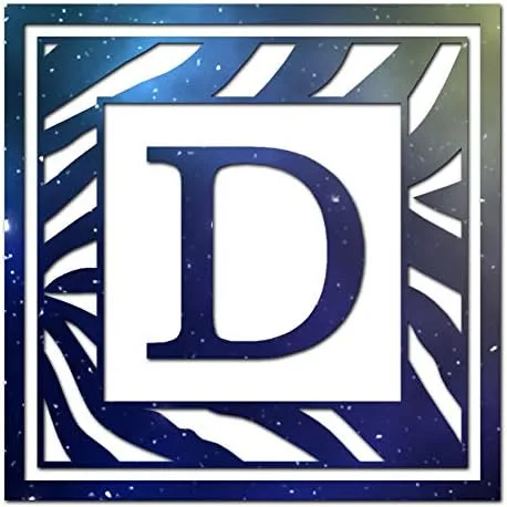 Vista 3 de Zebra Decorative D Initial - Vinyl Decal Sticker - 3.75" x 3.75" - Black Negro