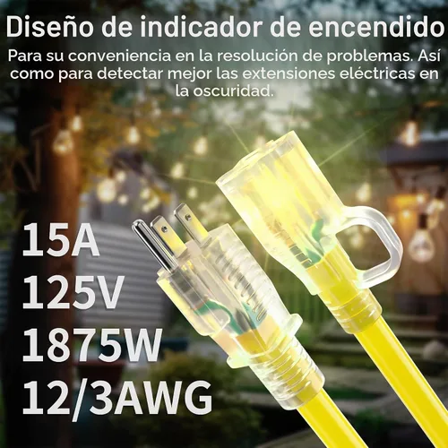 Vista 2 de HUANCHAIN Cable de extensión resistente de calibre 12 para exteriores, 6