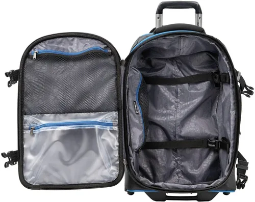 Vista 4 de Travelpro Luggage Bold - Rollaboard expandible de 22", AzulNegro, Maleta vertical enrollable expandible Bold Softside