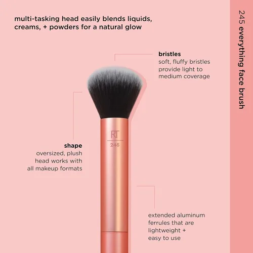 Vista 3 de Real Techniques Everything - Brocha de maquillaje facial, acabado impecable, aplicación de maquillaje sin rayas, para aplicación de maquillaje
