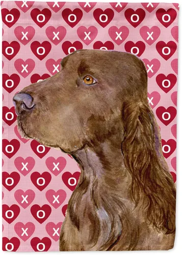 Vista 123 de Caroline's Treasures SS4484GF Bandera de jardín con diseño de bulldog inglés y corazones para el Día de San Valentín, bandera decorativa para patio