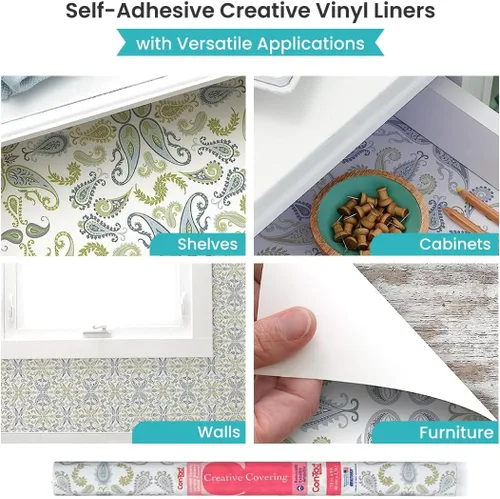 Vista 3 de Con-Tact Brand Cubierta creativa autoadhesiva, forro adhesivo para estantes, forro adhesivo multiusos de vinilo para cajones, fácil de usar y Sabio