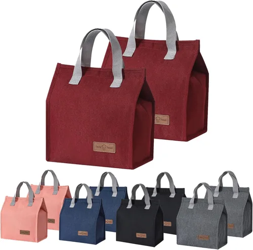 Vista 17 de Bolsa de almuerzo aislada, bolsa de lonchera, bolsa de almuerzo reutilizable, bolsa de almuerzo aislada para mujeres, hombres, trabajo, oficina