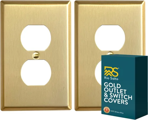 Vista 13 de Rio Salto BRASS Signature Collection MIDSIZE - Placa de pared de metal dorado para interruptor de luz o cubierta de tomacorriente, placa de pared