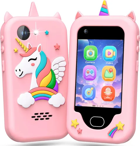 Vista 12 de Lapare Teléfono infantil para niños, teléfono de juguete con pantalla táctil con doble cámara, música y juegos, teléfono de juguete de aprendizaje