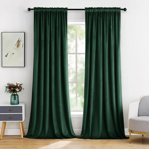 Vista 52 de MIULEE - Juego de 2 paneles de cortinas negro opacas y térmicas de terciopelo para la sala de estar y dormitorio, con bolsillo para cortinero, de 63