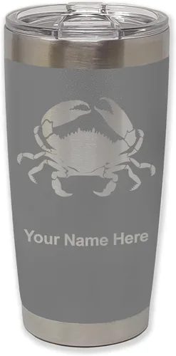Vista 35 de LaserGram Vaso aislado al vacío de 20 onzas, cangrejo, grabado personalizado incluido (camuflaje verde)