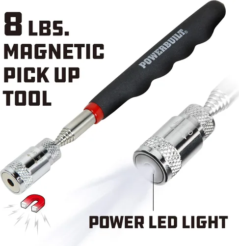 Vista 2 de Powerbuilt Herramienta de recogida magnética telescópica con luz LED de 8 lb - 940606