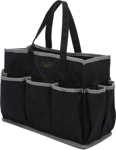 Vista 11 de Bolsa de herramientas de lona encerada resistente de 16 onzas, bolsa de herramientas de jardín Bolsa portátil de almacenamiento de herramientas