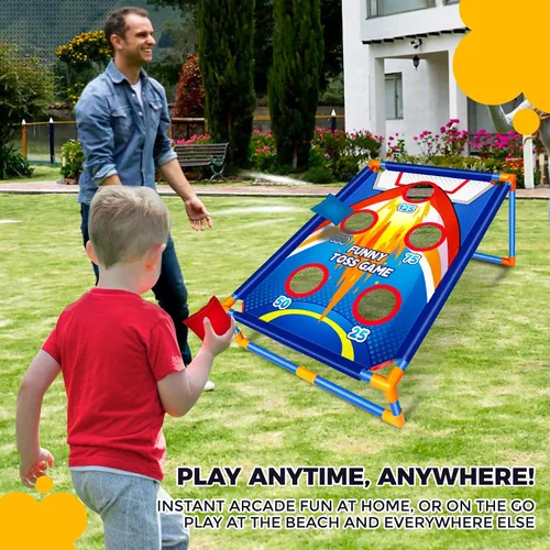 Vista 2 de Juego de lanzamiento de bolsas de frijoles para actividades al aire libre para niños, juegos de Cornhole para niños y niñas de 3, 4, 5, 6, 7, 8