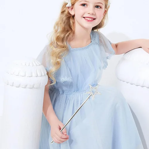 Vista 4 de UOUYOO Silver 13 Inches Star Wand Princess Fairy Plating Silver Star Wands for Halloween