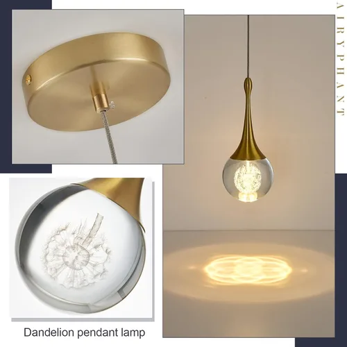 Vista 2 de Lámpara colgante LED moderna para isla de cocina, iluminación colgante de techo de cristal de lágrima dorada regulable para comedor, dormitorio