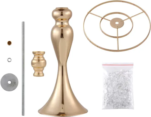 Vista 4 de 8 centros de mesa de fiesta para mesas, soportes de flores de metal con cuentas de cristal, centros de mesa de boda para mesa, jarrones de flores