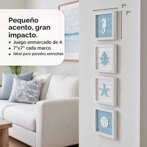 Vista 2 de Tide and Tales Decoración de pared costera 3D, arte de pared de playa