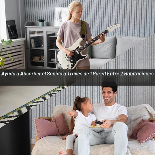 Vista 9 de Art3dwallpanels Paquete de 10 paneles acústicos, paneles de pared insonorizados de 48 x 12 x 0.35 pulgadas, autoadhesivos de alta densidad que