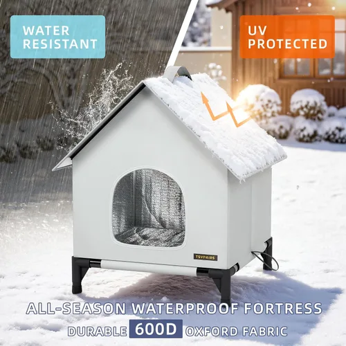 Vista 6 de Casa para gatos - Casa de gatos para uso en interiores y exteriores - Refugio aislado y resistente a la intemperie, impermeable para gatos Regular