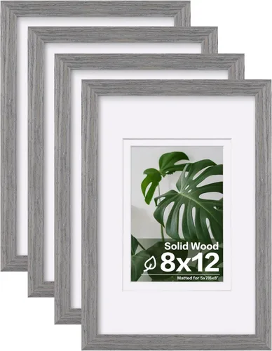 Vista 22 de Egofine - Juego de 4 portarretratos A4 de madera maciza y cubierta de plexiglás de 4 x 6/6 x 8 pulgadas con paspartú o A4 sin paspartú, para mesa