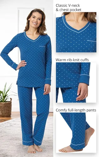 Vista 43 de PajamaGram Pijamas para mujer - Conjuntos de pijamas para mujer, camiseta sin botones, 100% algodón