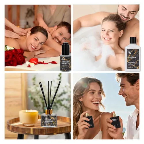 Vista 4 de 35 piezas de regalos de Navidad para mujeres y hombres, cesta de regalo de baño y cuerpo de carbón, kit de cuidado de la piel facial, regalo