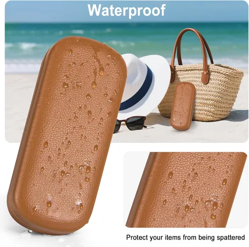 Vista 7 de RayLove Estuche rígido para lentes con paño de limpieza, funda protectora de piel sintética para lentes de sol
