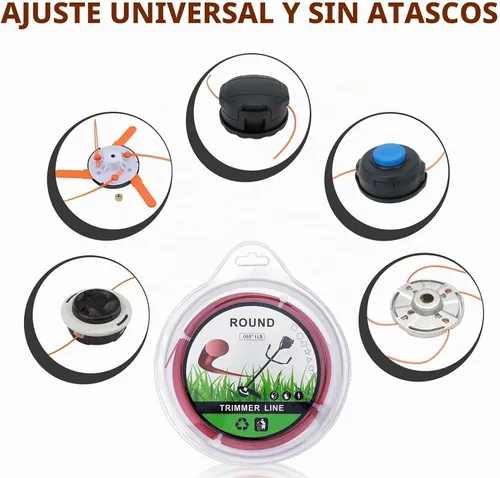Vista 5 de Hipa Línea de recortadora de cuerda de 1 libra de 1.6mm/ 065 de 636 pies redonda para recortadora eléctrica inalámbrica universal de césped