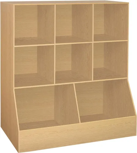 Vista 18 de DINZI LVJ Organizador de almacenamiento para juguetes, estantería para niños, gabinete de almacenamiento de juguetes de madera, estantería