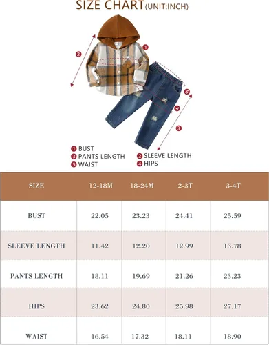 Vista 5 de Renotemy Toddler Baby Boy Clothes Denim Outfits Infant Hooded Sweatshirt Jeans Clothing For Little Boys