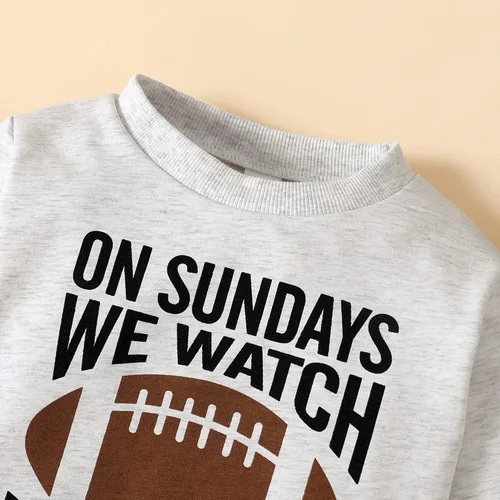Vista 3 de Ropa de bebé recién nacido otoño e invierno sudadera de fútbol para niños pequeños mameluco para niños los domingos vemos fútbol con papá camiseta