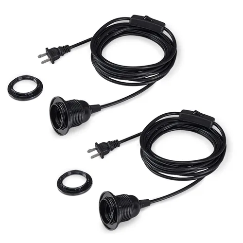 Vista 7 de HESSION - Cable de extensión colgante para farol, cable de lámpara de 5.9 pies, máximo 360 W, interruptor de encendido/apagado E26/E27, iluminación