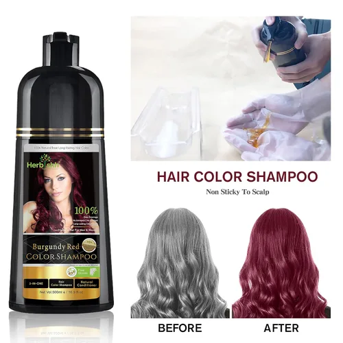 Vista 9 de Herbishh Combo de fortalecimiento del cabello que contiene champú de color para el cabello, tinte para el cabello, 16.9 fl oz borgoña + aceite
