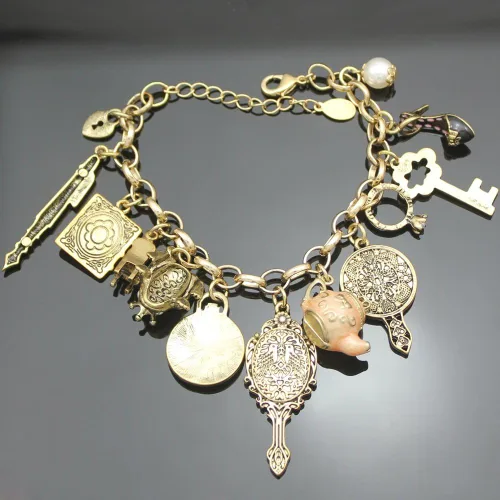Vista 5 de RechicGu Vintage 2pcs Fairy Tale Movie Lucky Myth Charms Amistad Brazalete Brazalete Brazalete Pulsera Regalo Wicca