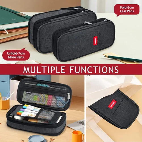 Vista 6 de KPX Estuche para lápices y bolígrafos de gran capacidad con cremallera, almacenamiento para oficina, universidad, escuela, bolsa organizadora