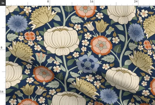Vista 3 de Spoonflower Tela - Artes y manualidades Gráfico antiguo Dibujado a mano Flores Victorianas Impreso en tela de gasa Fat Quarter - Costura Ropa