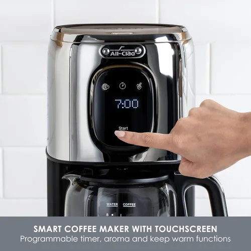 Vista 3 de All-Clad, Majestuo - Cafetera de acero inoxidable, función de mantener el calor, 1000 vatios, temporizador programable, tanque de agua extraíble