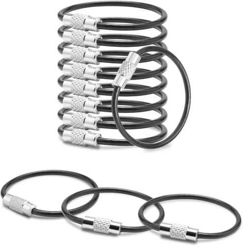 Vista 8 de 100 paquetes de llaveros de cable grandes de 6" con anillo de llavero de metal en masa para etiquetas de equipaje al aire libre (GRUESO: 2MM)