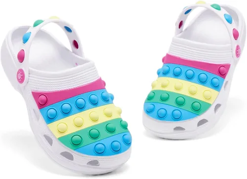Vista 6 de Engtoy Zuecos para niños y niñas, zapatos de jardín sin cordones, sandalias divertidas y ligeras para la playa