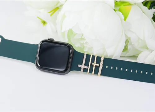 Vista 3 de Abrazaderas de Correa de Reloj - Anillos Decorativos Compatibles con Correas de Cuero de Silicona para Apple Watch - Accesorios de Correa Deslizante