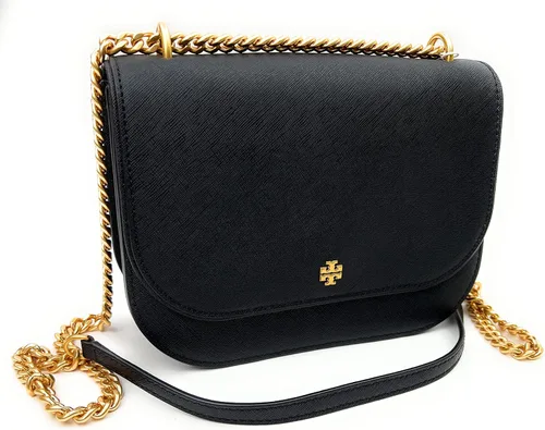 Vista 2 de Tory Burch Emerson - Bolso de hombro ajustable con solapa (negro), Negro