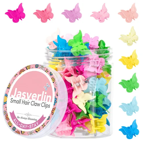 Vista 13 de JASVERLIN Pinzas para el cabello de mariposa coloridas, lindas pinzas pequeñas para niñas, Y2K 90s para niños y mujeres, mariposas, accesorios