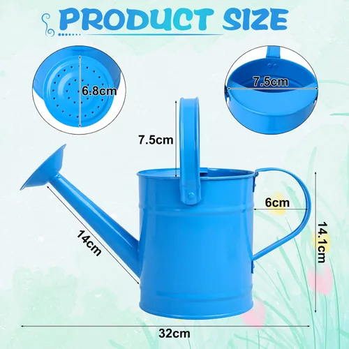 Vista 9 de Finderomend Regadera de metal de 1.5L/51 onzas, arte de hierro para niños, plantas al aire libre, oficina en casa, pequeño equipo portátil de riego