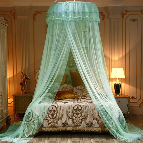 Vista 3 de Jolitac Dosel de Cama Mosquitera de Encaje para Camas de Niñas, Tienda de Juego de Princesa Única Toldos de Malla Cúpula Grande de Encaje Cortinas
