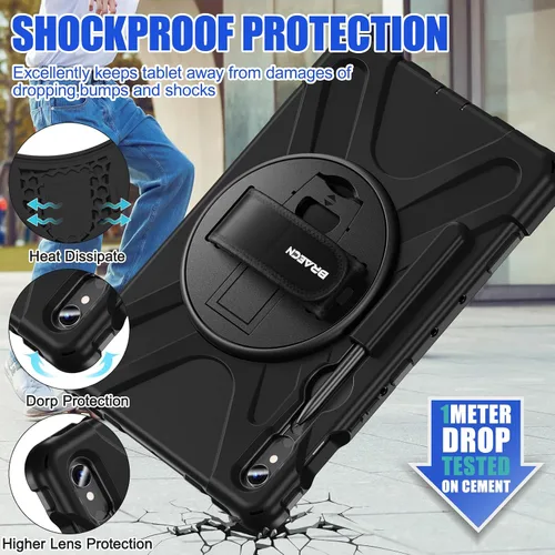Vista 3 de BRAECNstock Funda para Samsung Galaxy Tab S10 Lite/ S10 FE/ S9 FE/ S9/ S8/ S7 5G Funda de 10.9"/11", Funda Protectora a Prueba de Golpes con Soporte