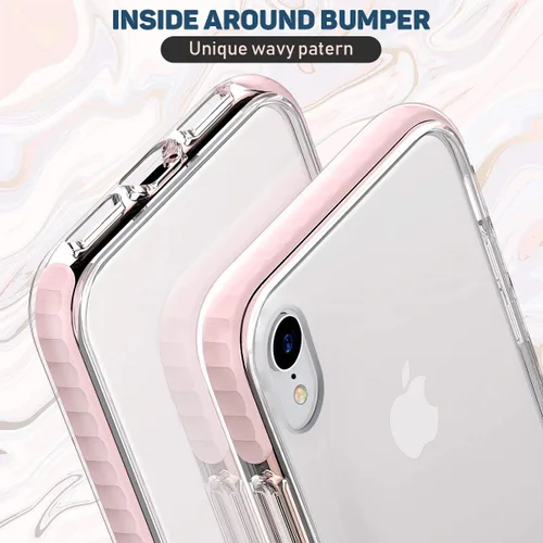 Vista 4 de MATEPROX Funda compatible con iPhone XR, transparente, delgada, antiamarilla, antiarañazos, a prueba de golpes, para iPhone XR de 6.1 pulgadas (rosa)