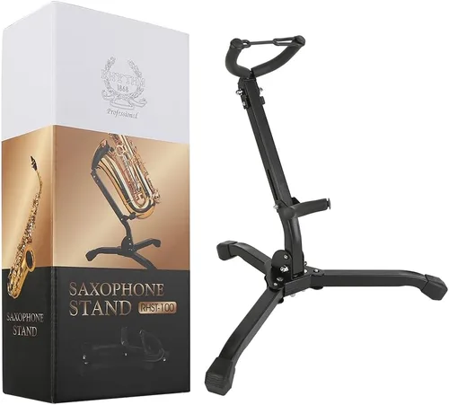 Vista 10 de RHYTHM Soporte plegable para saxofón alto de acero inoxidable, soporte para saxofón portátil, soporte ajustable Soporte para saxofón alto
