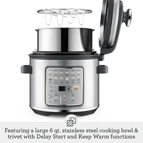 Vista 3 de Breville Fast Slow Go Olla de Presión Lenta BPR680BSS, Acero Inoxidable Cepillado