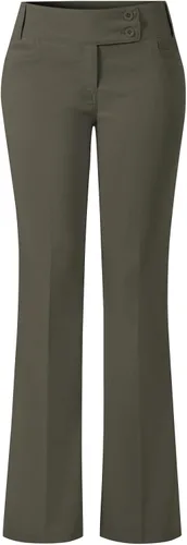 Vista 34 de Design by Olivia - Pantalones de oficina con corte boot para mujer de ajuste relajado Gris pardo (jaspeado)